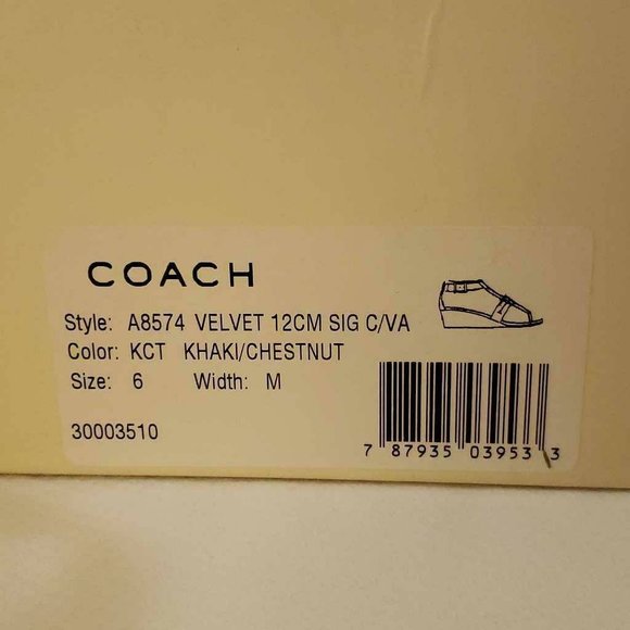Coach Womens Velvet T-Strap Sandals Brown Beige Signature Thong Mid Heel 6 B New - Picture 10 of 15
